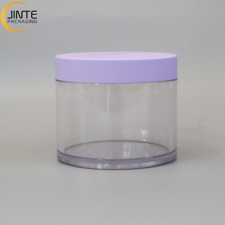Eco Friendly Cosmetic Containers Transparent Jars Cosmetic PETG Jars With Pink Purple White Lid