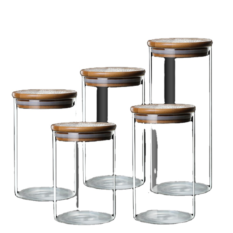 Eco-Friendly Cosmetic Packaging Jar 5ml 15ml 30ml 50ml 100ml Candy Snack Glass Storage Jars With Frosted Bamboo Wood Lid