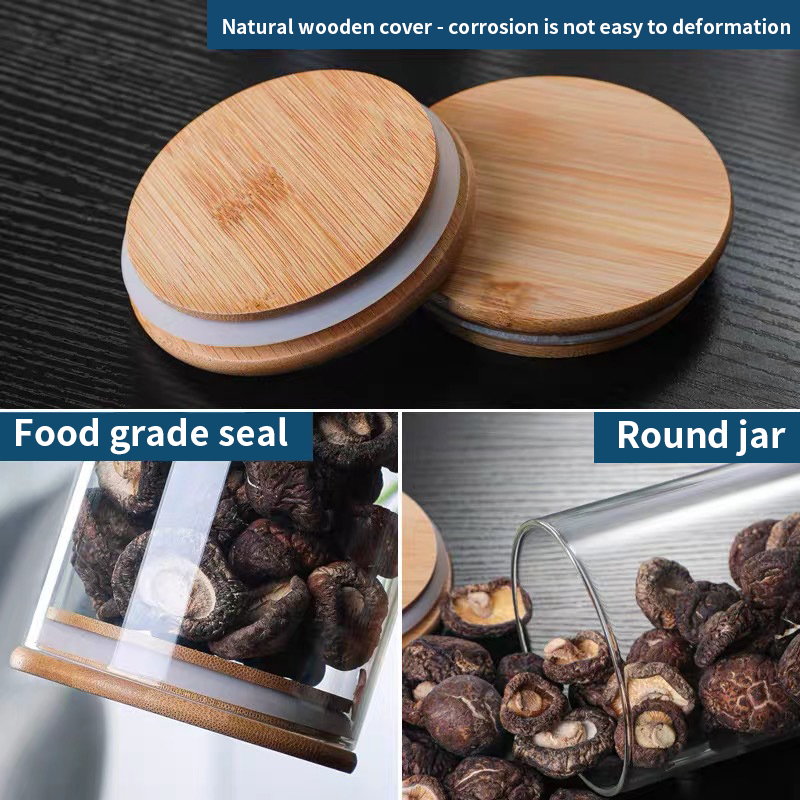 Eco-Friendly Cosmetic Packaging Jar 5ml 15ml 30ml 50ml 100ml Candy Snack Glass Storage Jars With Frosted Bamboo Wood Lid