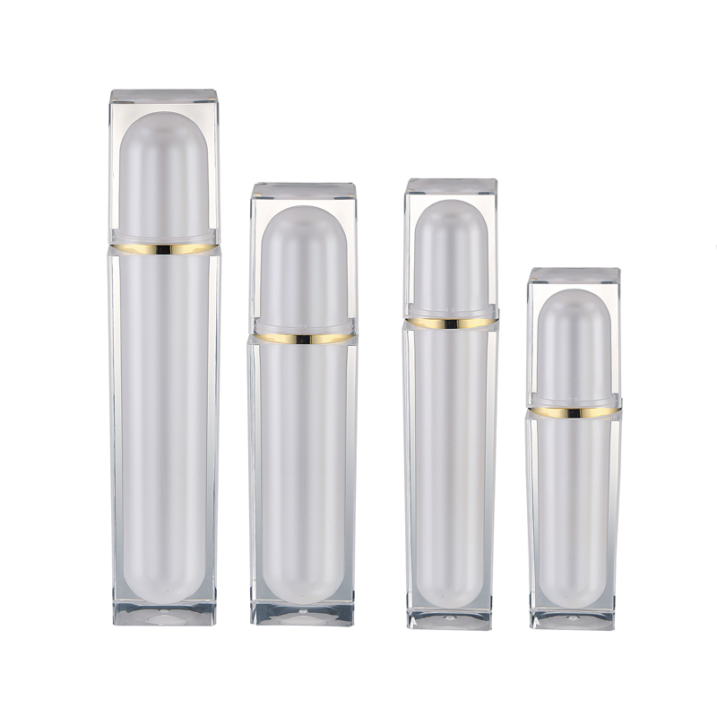 Eco Friendly Empty Acrylic Oil Hand Skincare Body Lotion Pump Bottle White and Gold 500ml