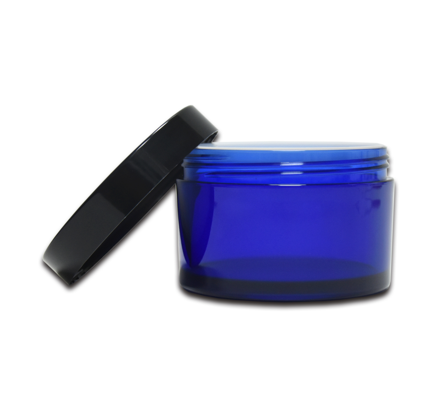 Eco Friendly Empty Frosted Blue 200g Cosmetic Plastic PET Body Cream Scrub Jar with Black Screw Cap