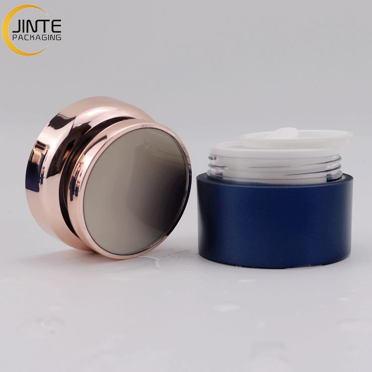 Eco-Friendly Face Cream Use Cosmetic Packaging Double Wall Matte Black Acrylic Emprt Jar With Shiny Gold Top Lid