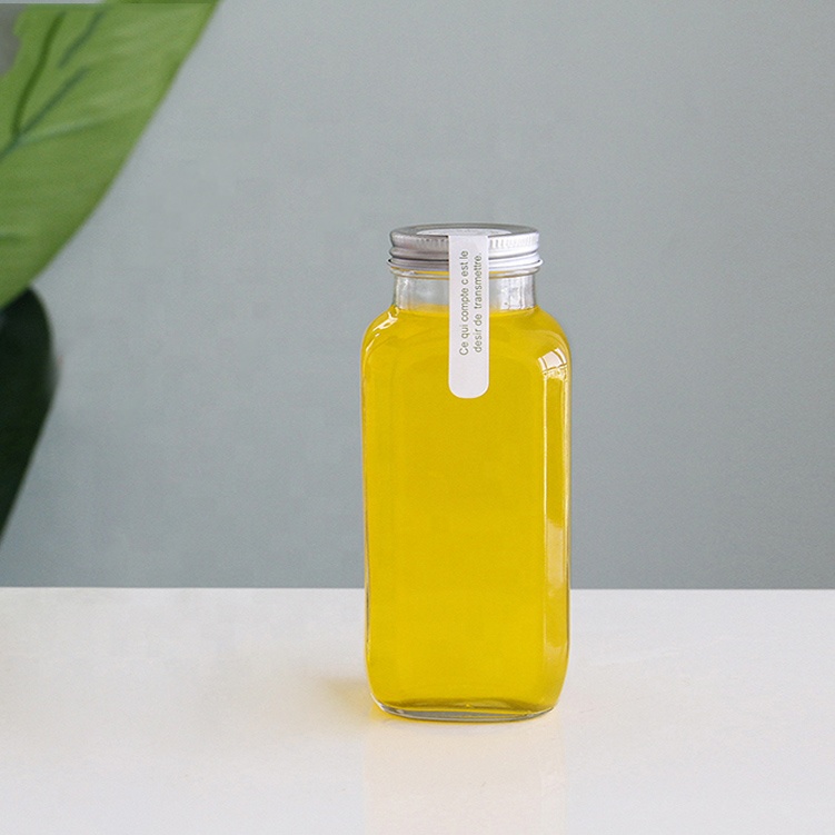 Eco Friendly Glass Bottle 500ml Square Juice Bottle 16oz Cold Brew Coffee Glass For Infusion Drinks