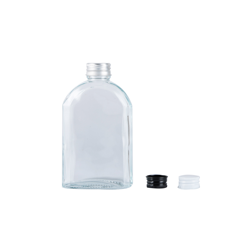 Eco- Friendly Glass Cute Clear Juice Bottles Cold Brew Coffee Beverage Wine Drinking Milk Flat Water Glass Bottle