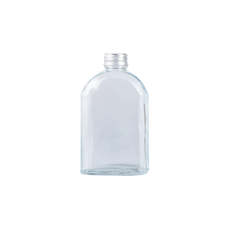 Eco- Friendly Glass Cute Clear Juice Bottles Cold Brew Coffee Beverage Wine Drinking Milk Flat Water Glass Bottle