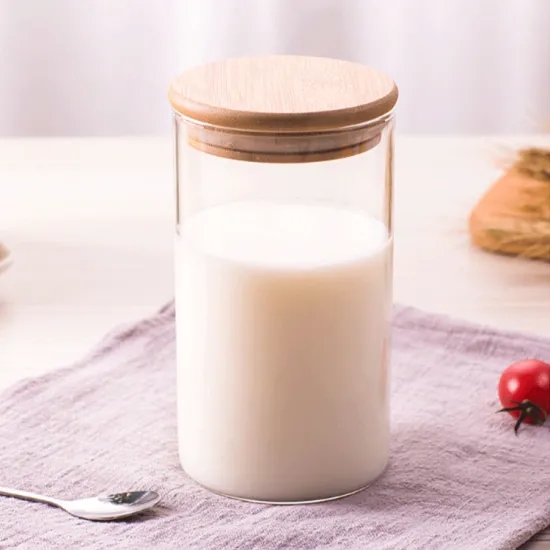 Eco-Friendly High Borosilicate Glass Jar Glass Storage Jar with Wood Lid