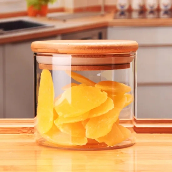 Eco-Friendly High Borosilicate Glass Jar Glass Storage Jar with Wood Lid