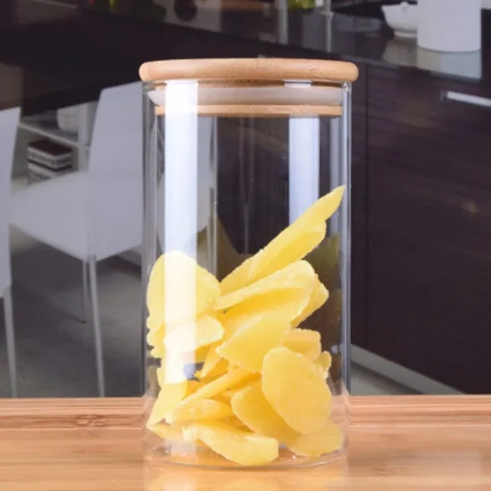 Eco-Friendly High Borosilicate Glass Jar Glass Storage Jar with Wood Lid