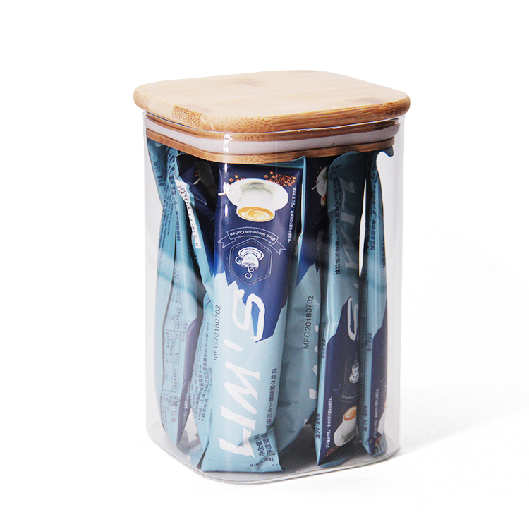 Eco-Friendly Kitchen Round Square High Borosilicate Glass Food Storage Jar With Bamboo Lids