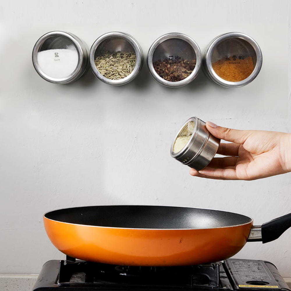 Eco-Friendly Magnetic Stainless Steel Magnetic Tin Containers Spice Jar seasoning box