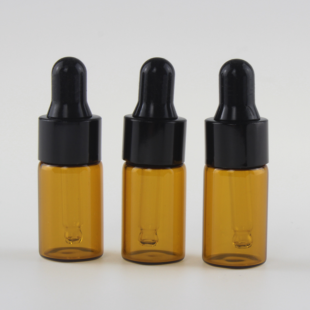 Eco Friendly Mini empty tubular amber 1ml 2ml 3ml 5ml 10ml oil dropper glass vial with screw top