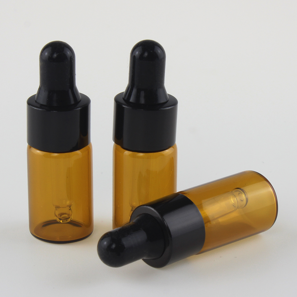 Eco Friendly Mini empty tubular amber 1ml 2ml 3ml 5ml 10ml oil dropper glass vial with screw top