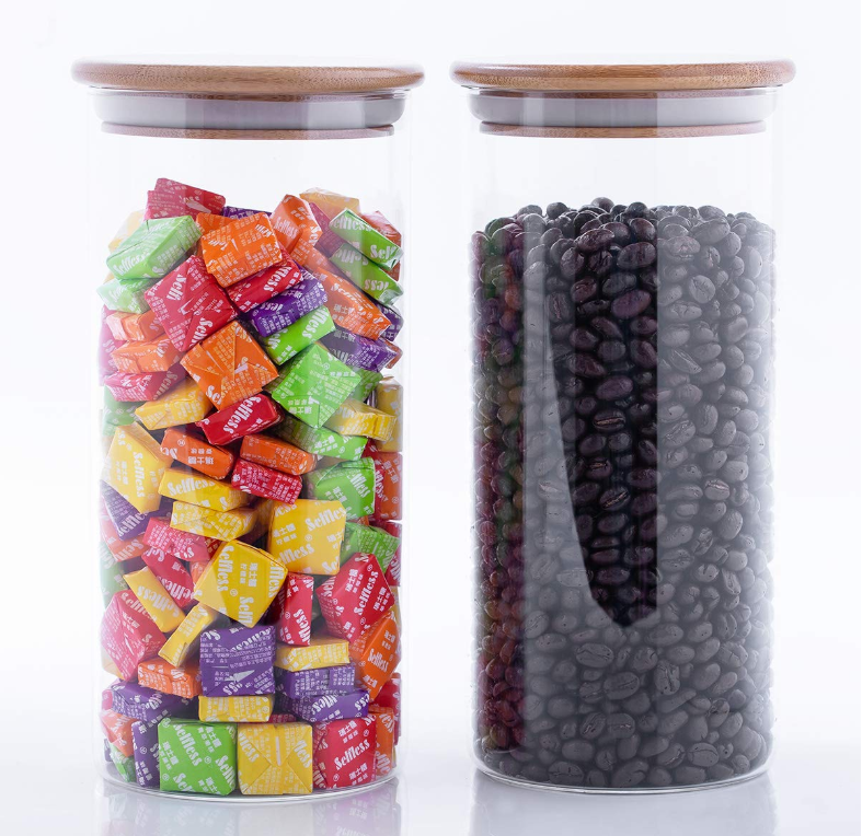 Eco-Friendly Round Borosilicate Spice Jars Glass Bamboo