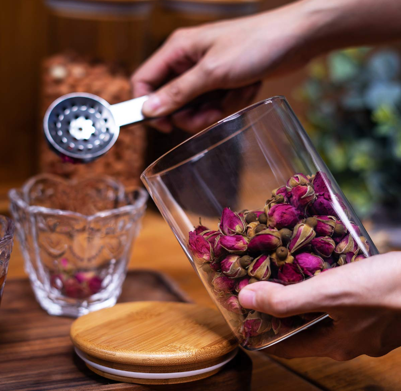 Eco-Friendly Round Borosilicate Spice Jars Glass Bamboo