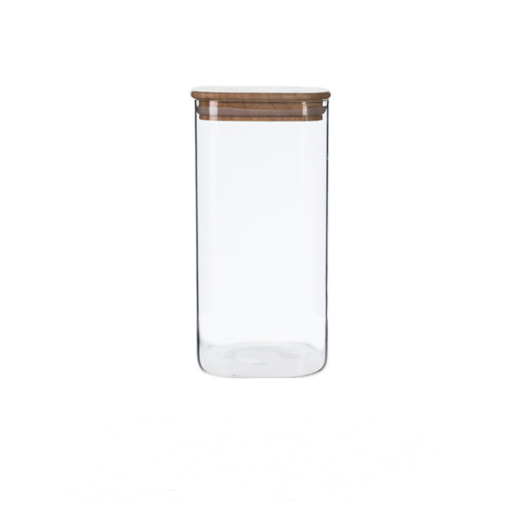 Eco Friendly Sealed Borosilicate Square Glass Food Storage Spice Jar for Cookies Sugar Pasta Candy