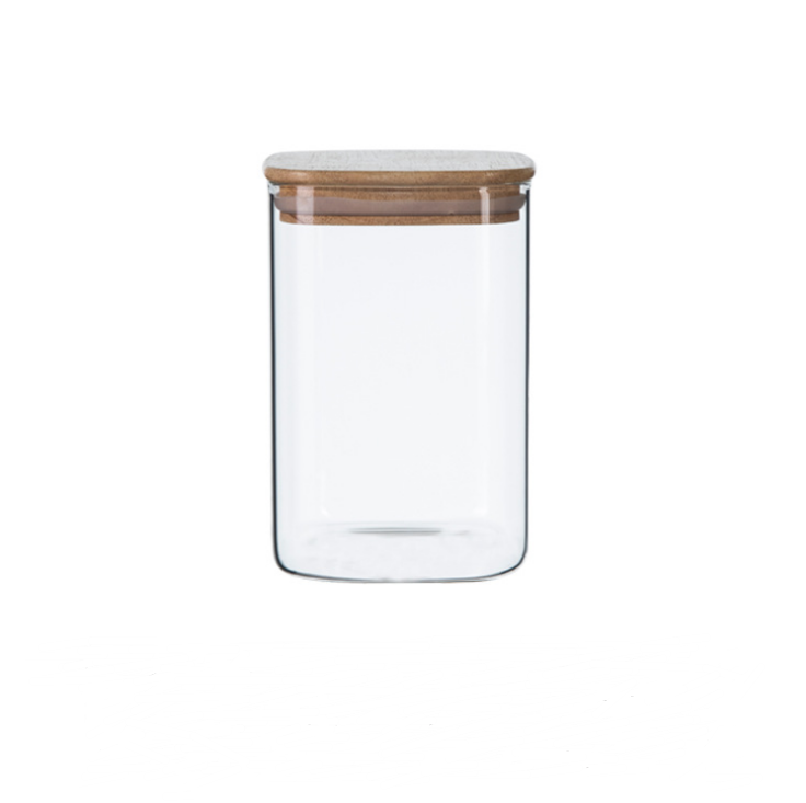 Eco Friendly Sealed Borosilicate Square Glass Food Storage Spice Jar for Cookies Sugar Pasta Candy