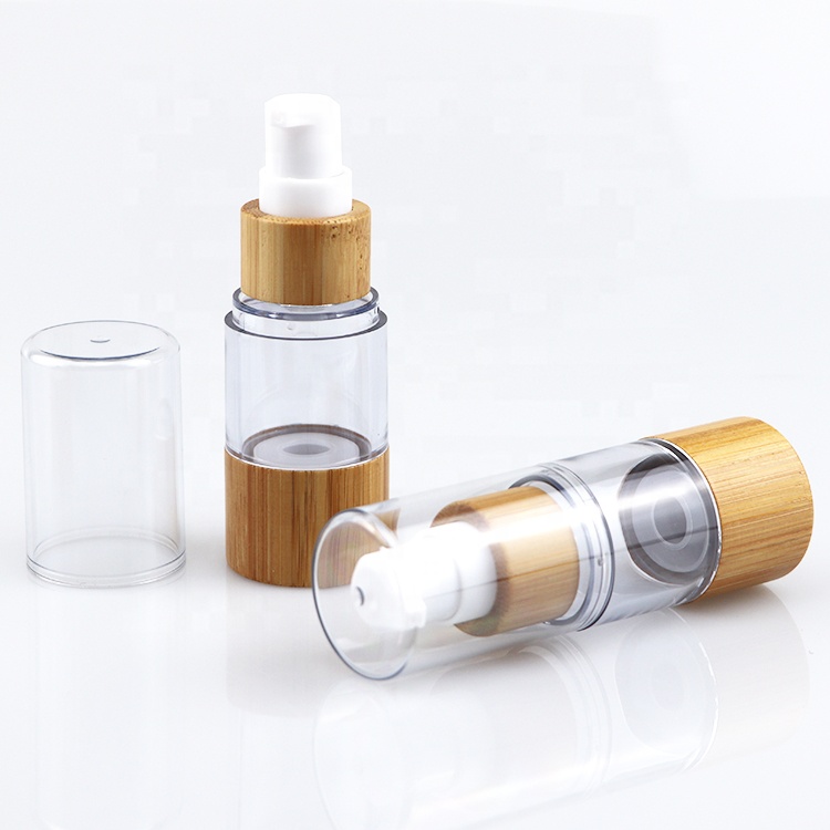 Eco Friendly Spray cosmetic bottle 15ml 30ml 50ml 100ml Lotion Pump Bamboo Airless Bottles