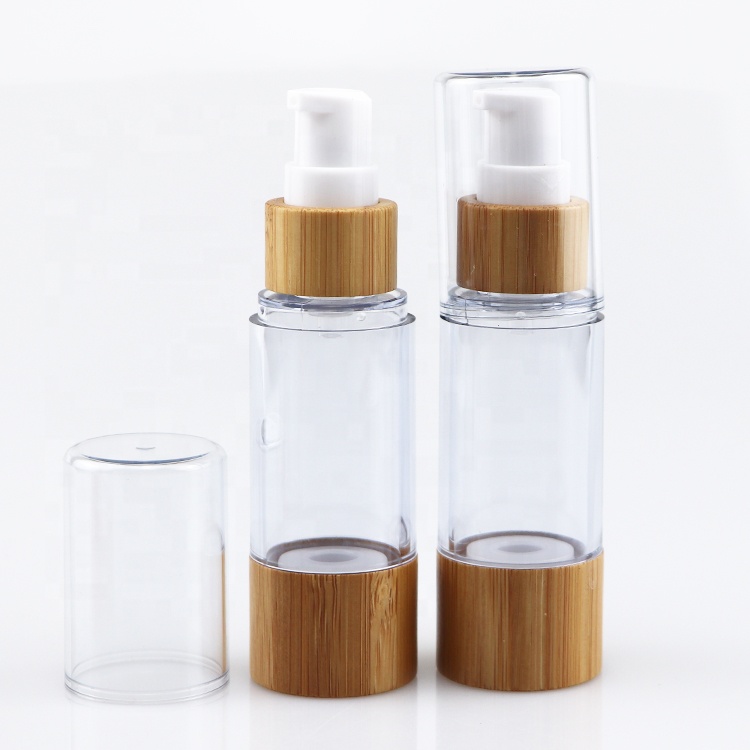 Eco Friendly Spray cosmetic bottle 15ml 30ml 50ml 100ml Lotion Pump Bamboo Airless Bottles