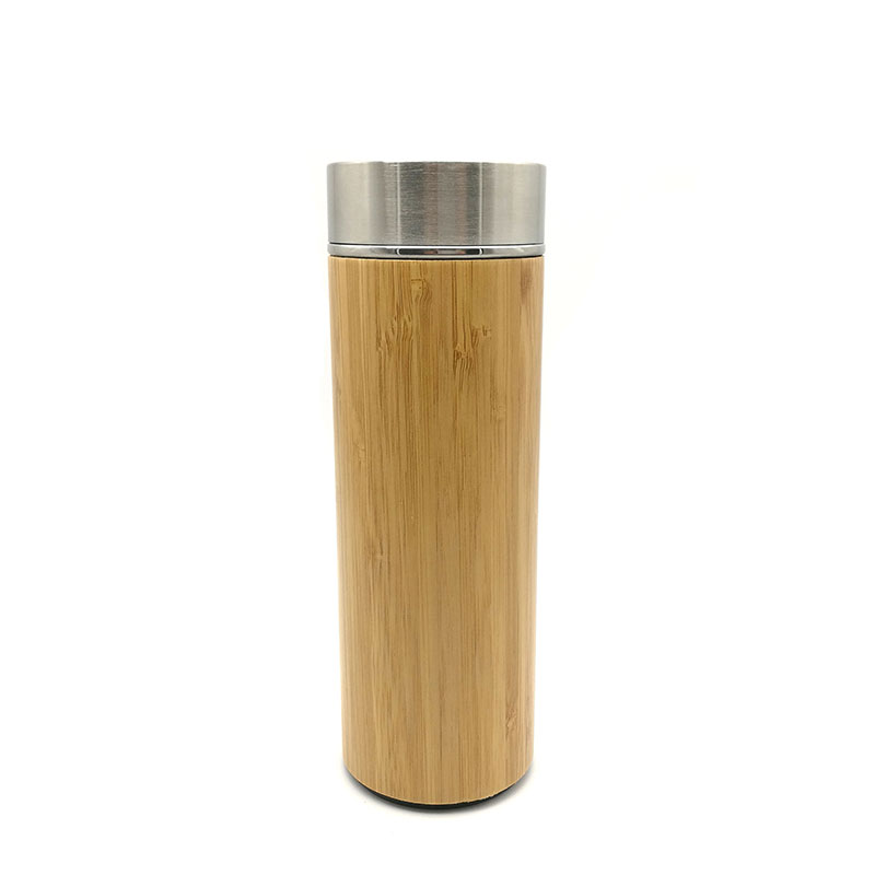 Eco-Friendly Vacuum Flask Stainless Steel Bamboo Water Bottle With Infuser