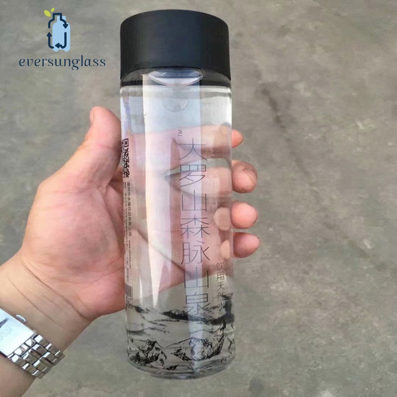 Eco Friendly Voss Glass Water Bottle 500ml Empty Clear Glass Water Bottle For Water Customized Logo