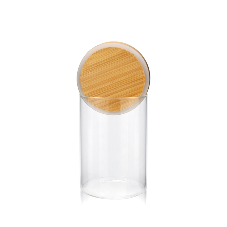 Eco-Friendly cheap 250ml borosilicate glass clear empty glass candle storage container jars with bamboo wooden cork lid
