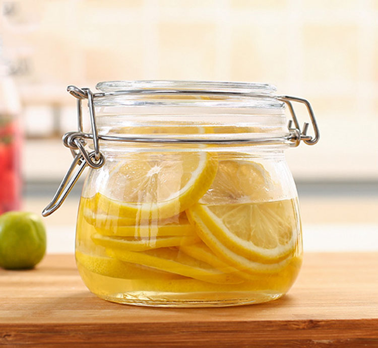 Eco-Friendly clear honey glass storage jar with lid