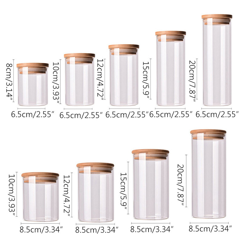 Eco-Friendly keep dry glass storage jar Transparent glass candy jar wide mouth glass jar with bamboo lid