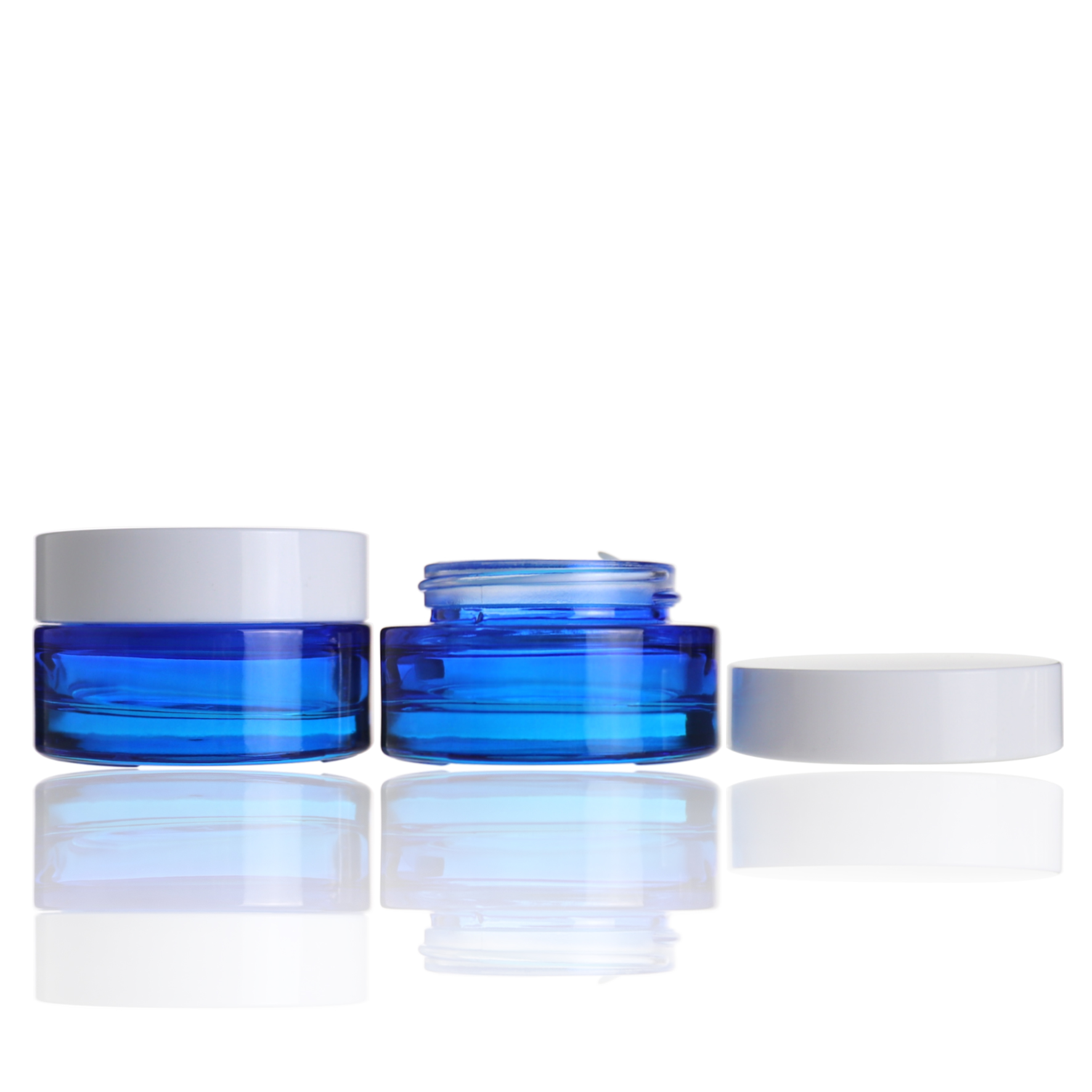 Eco Friendly round blue cosmetic bottles and jars face cream jars luxury 30ml