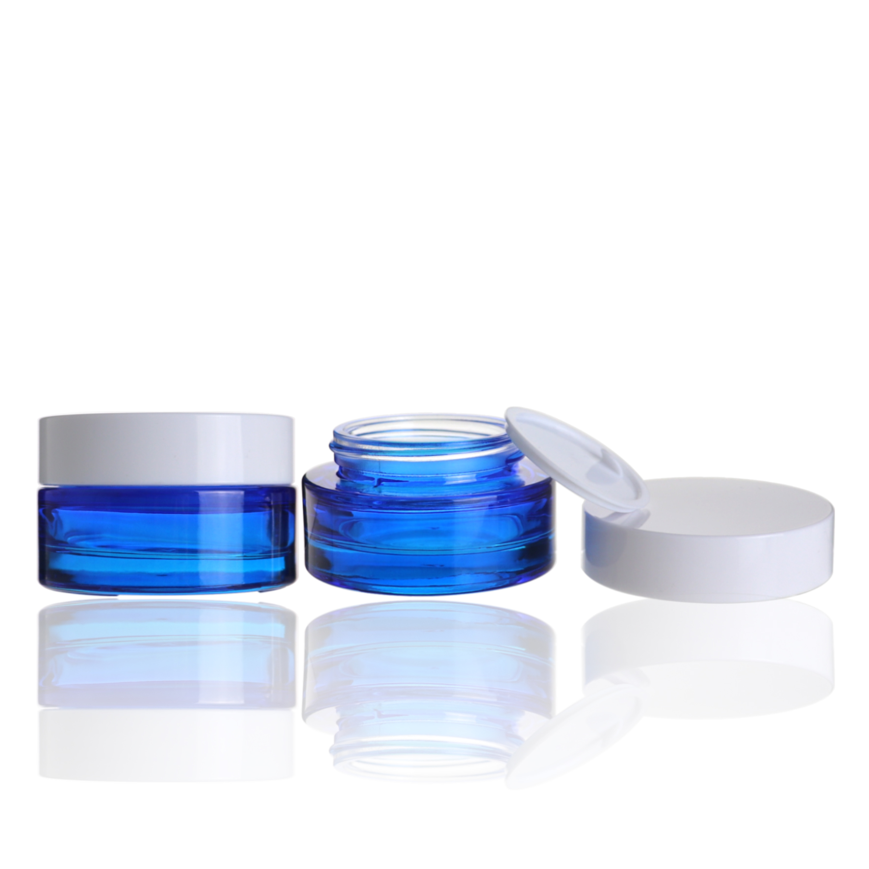 Eco Friendly round blue cosmetic bottles and jars face cream jars luxury 30ml