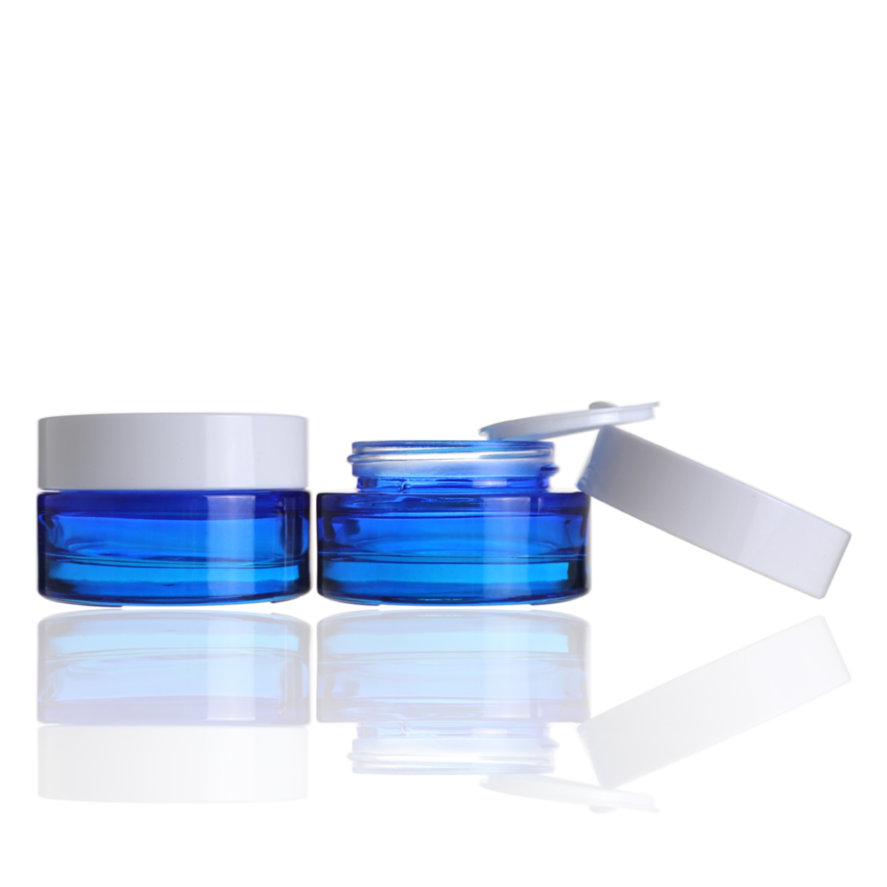 Eco Friendly round blue cosmetic bottles and jars face cream jars luxury 30ml