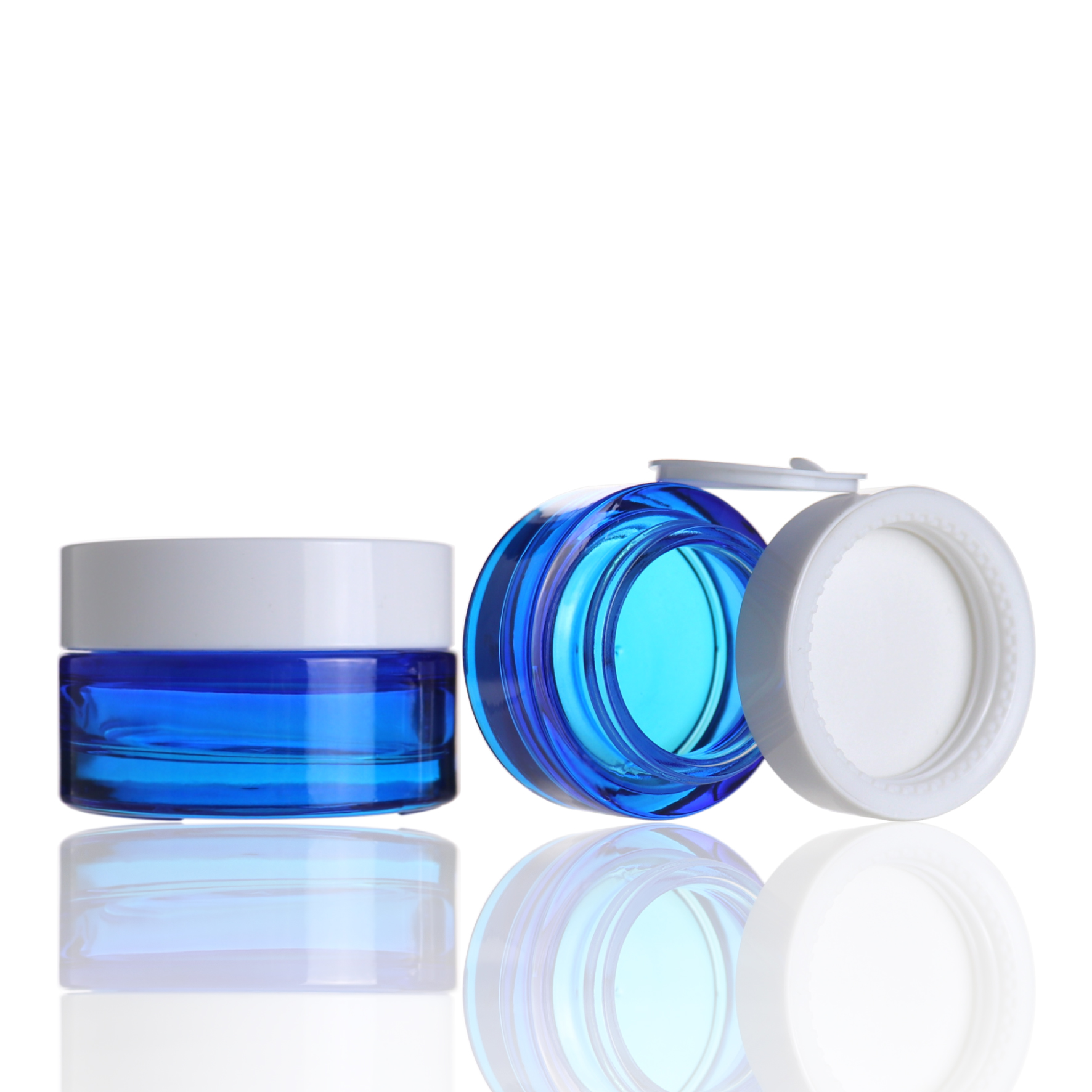 Eco Friendly round blue cosmetic bottles and jars face cream jars luxury 30ml