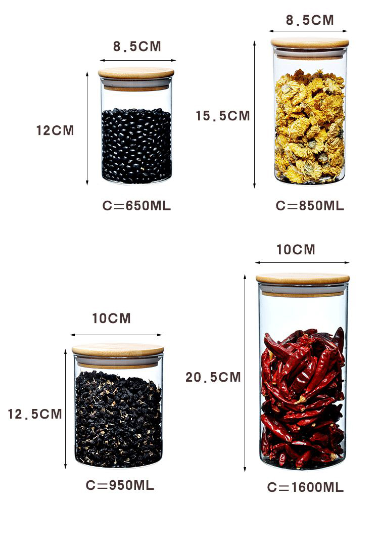 Eco Friendly storage tanks Borosilicate glass Sealed jar Storage Bottles food Jars with Lid