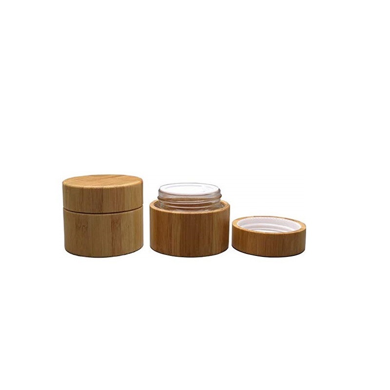 Eco friend 0.5oz 1oz 1.7oz cosmetic body butter containers face lotion cream gel bamboo plastic liner jars with lids