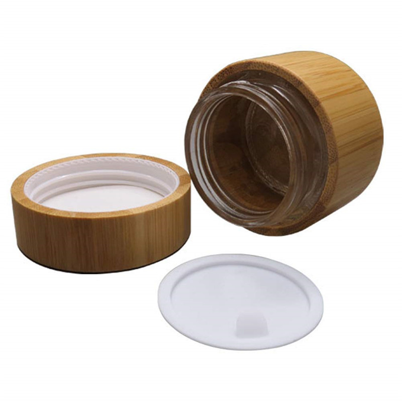 Eco friend 0.5oz 1oz 1.7oz cosmetic body butter containers face lotion cream gel bamboo plastic liner jars with lids