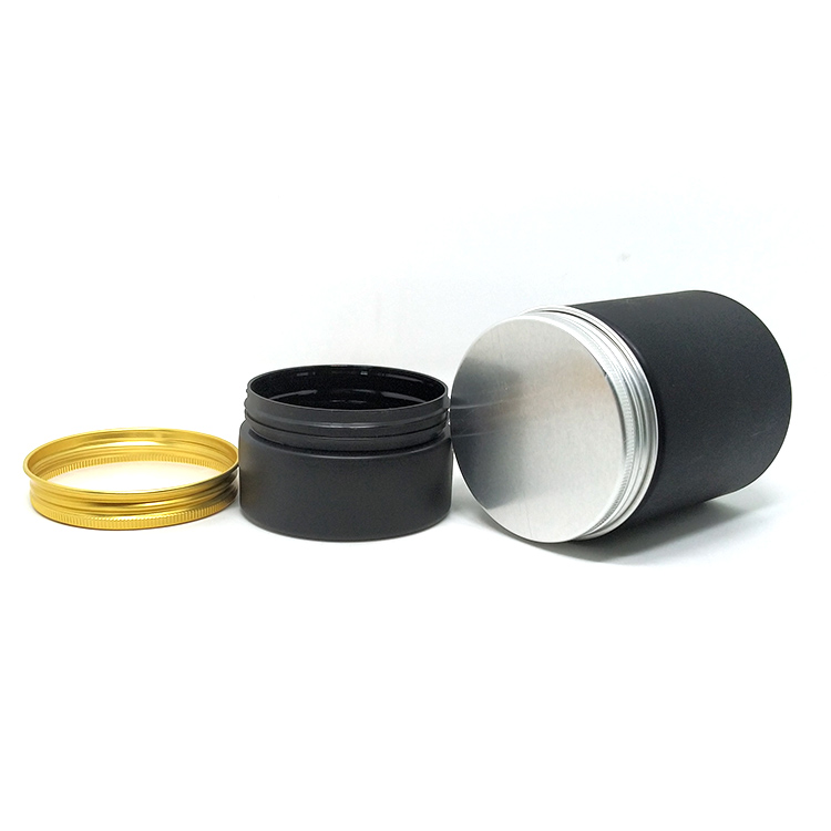 Eco-friendly 100ml 250ml 300ml matte black plastic cosmetics containers for body butter