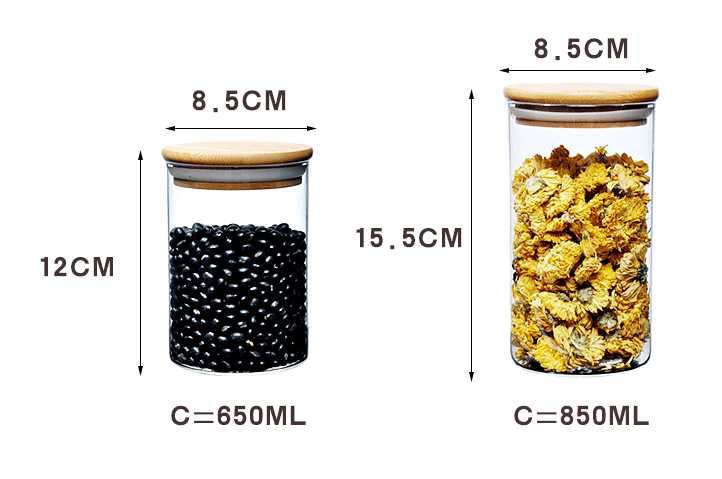 Eco-friendly 150ml 200ml 250ml 300ml 350ml Airtight Glass Kitchen Food Storage Containers 335ml Borosilicate Glass Jar