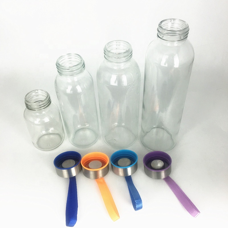 Eco-friendly 150ml 300ml 400ml 500ml glass sports water bottles with custom logo and lid