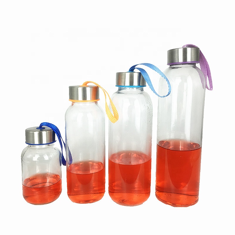 Eco-friendly 150ml 300ml 400ml 500ml glass sports water bottles with custom logo and lid