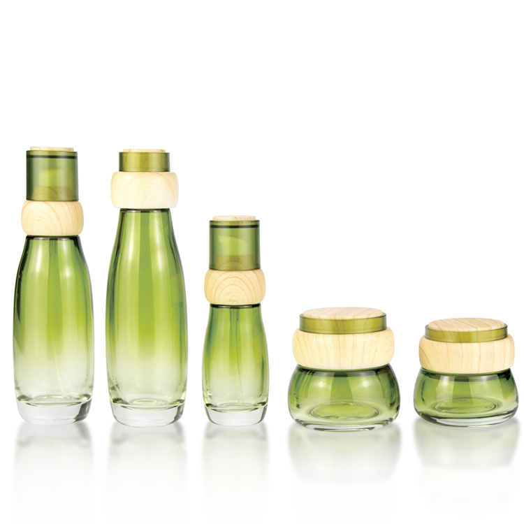 Eco friendly 1oz 50ml green shading glass skin care packaging jar skin cream cosmetic packaging for flower and plant facial
