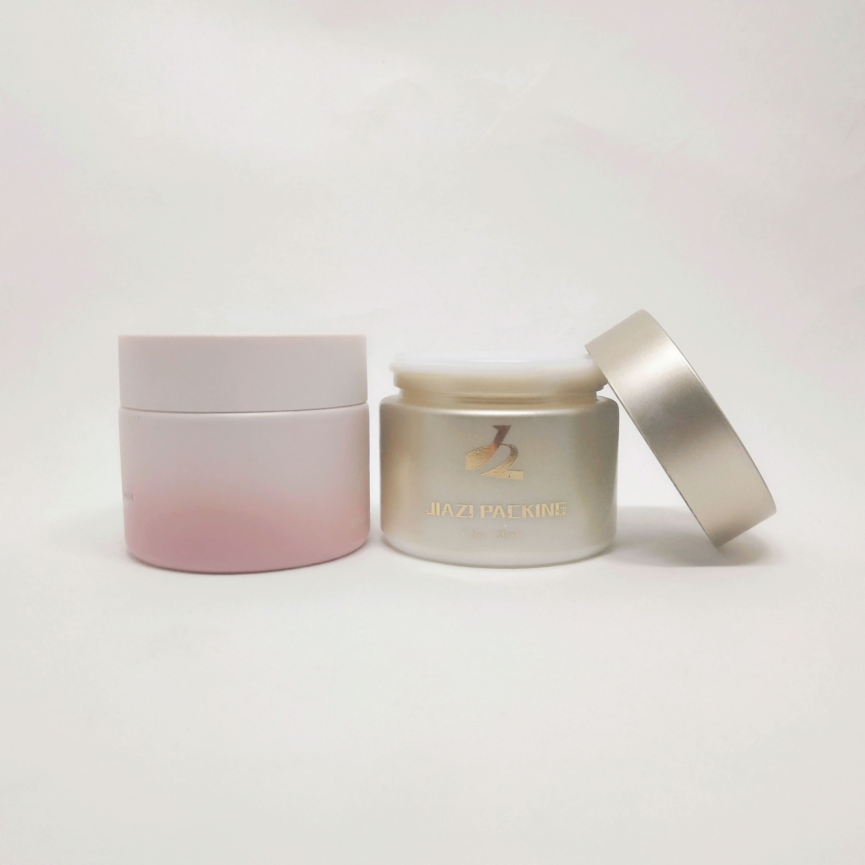 Eco-friendly 20g 30g 50g 100g Flat Cream Cosmetic Container Frosted Round Glass Cream Jar White porcelain Jar for Skincare