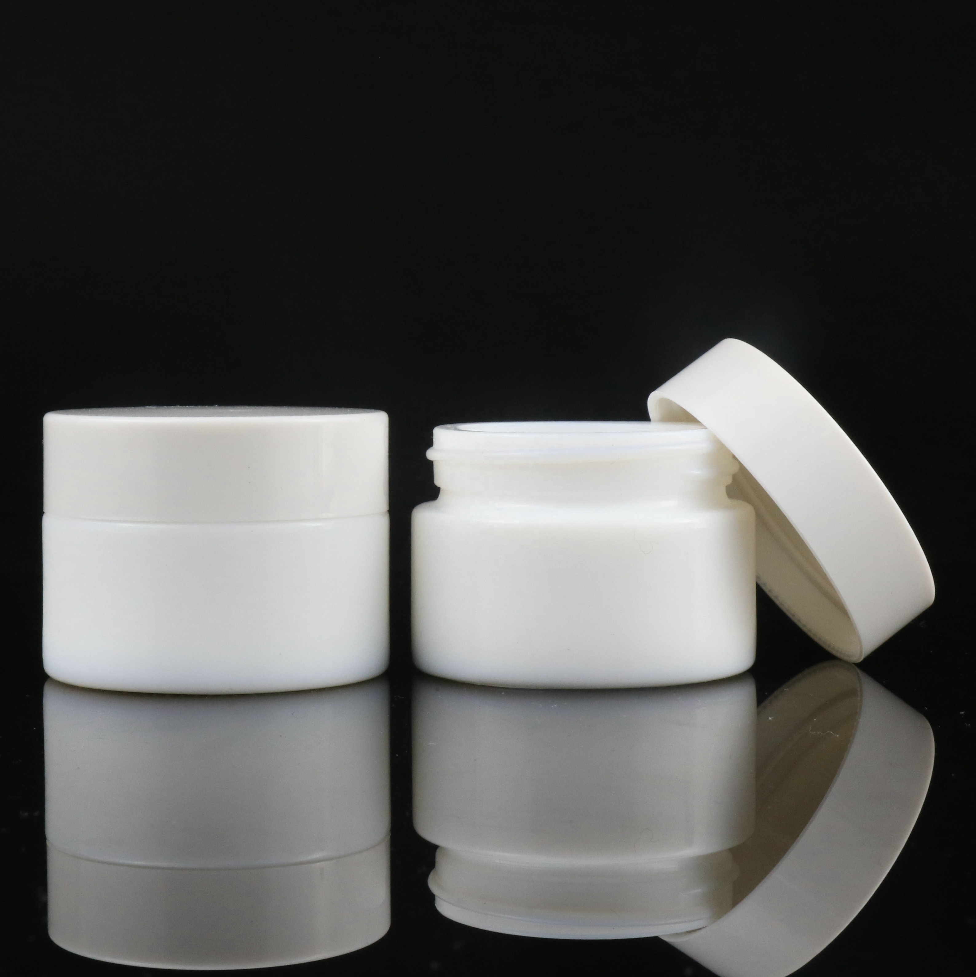 Eco-friendly 20g 30g 50g 100g Flat Cream Cosmetic Container Frosted Round Glass Cream Jar White porcelain Jar for Skincare