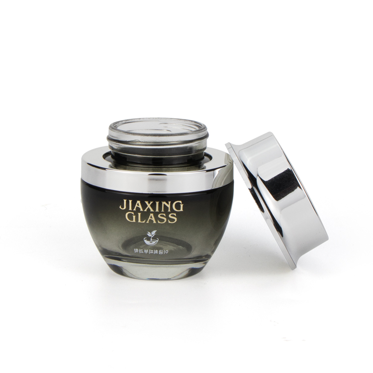 Eco friendly 20g 30g 50g empty round skin care cream cosmetic glass containers with gold plastic cap for makeup