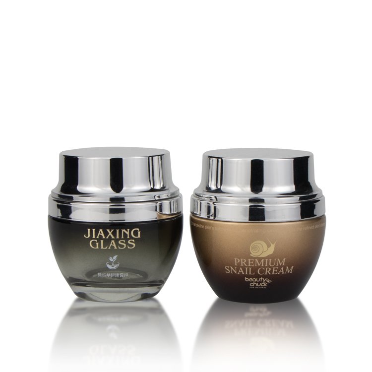 Eco friendly 20g 30g 50g empty round skin care cream cosmetic glass containers with gold plastic cap for makeup