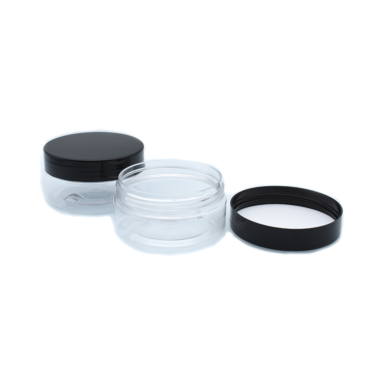 Eco-friendly 30g 50g 60g 100g clear transparent plastic pet cosmetic cream jar plastic jar 150g plastic jar with aluminum lid