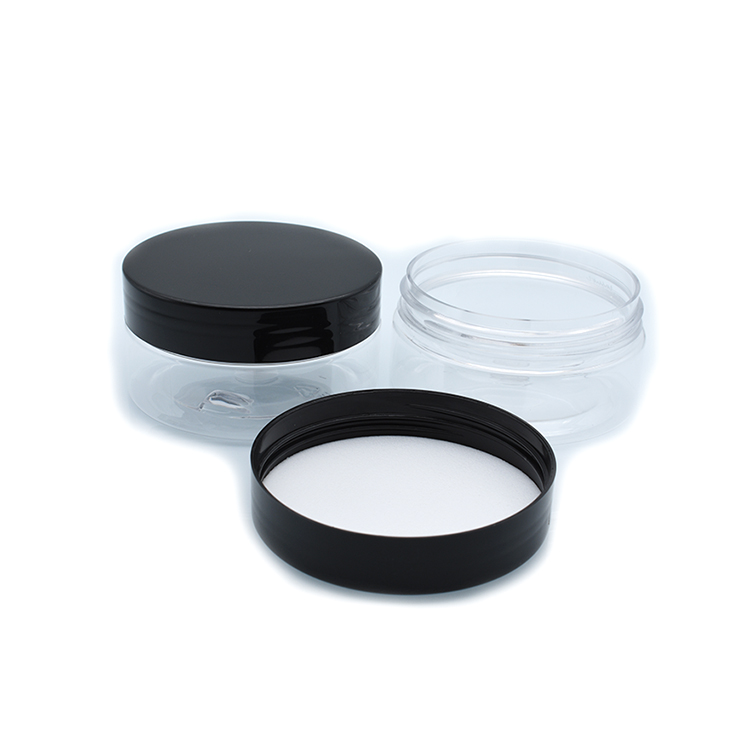Eco-friendly 30g 50g 60g 100g clear transparent plastic pet cosmetic cream jar plastic jar 150g plastic jar with aluminum lid