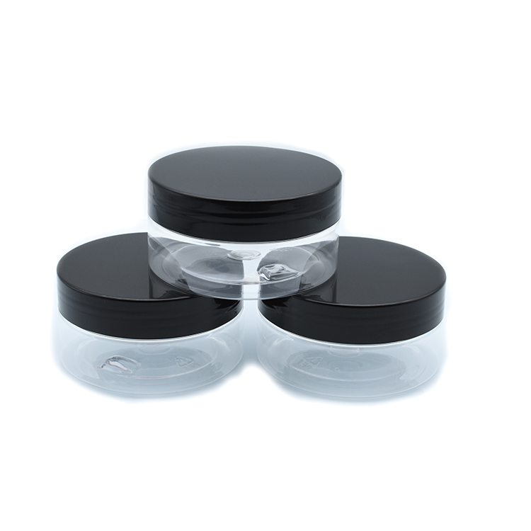 Eco-friendly 30g 50g 60g 100g clear transparent plastic pet cosmetic cream jar plastic jar 150g plastic jar with aluminum lid