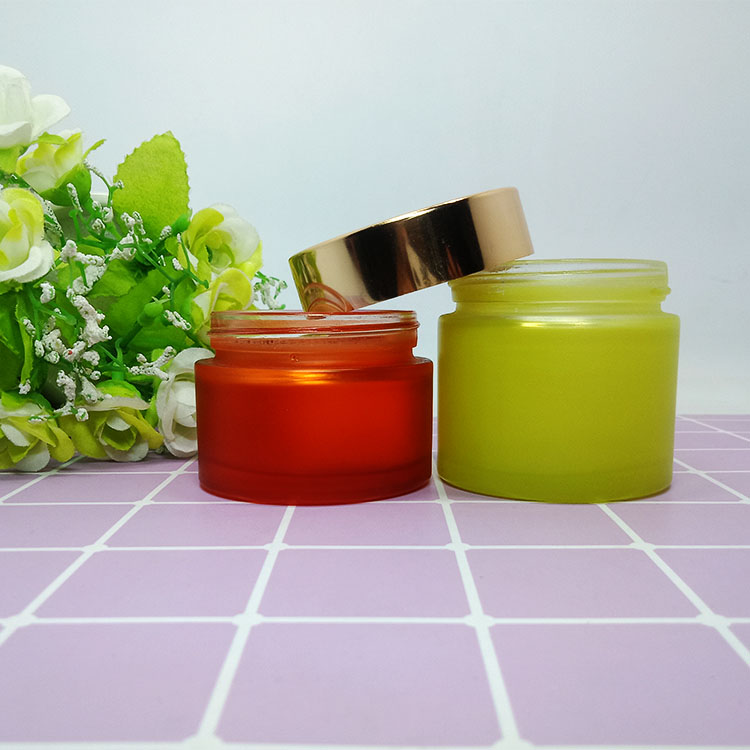 Eco- friendly 30g 50g 60g amber and green Cream Jar Containers with aluminum lid and black plastic lid For Cosmetics