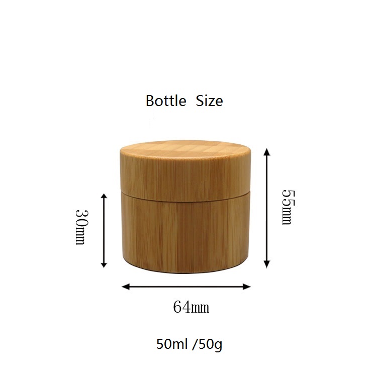 Eco-friendly 30g 50g cosmetic cream glass inner bamboo jars