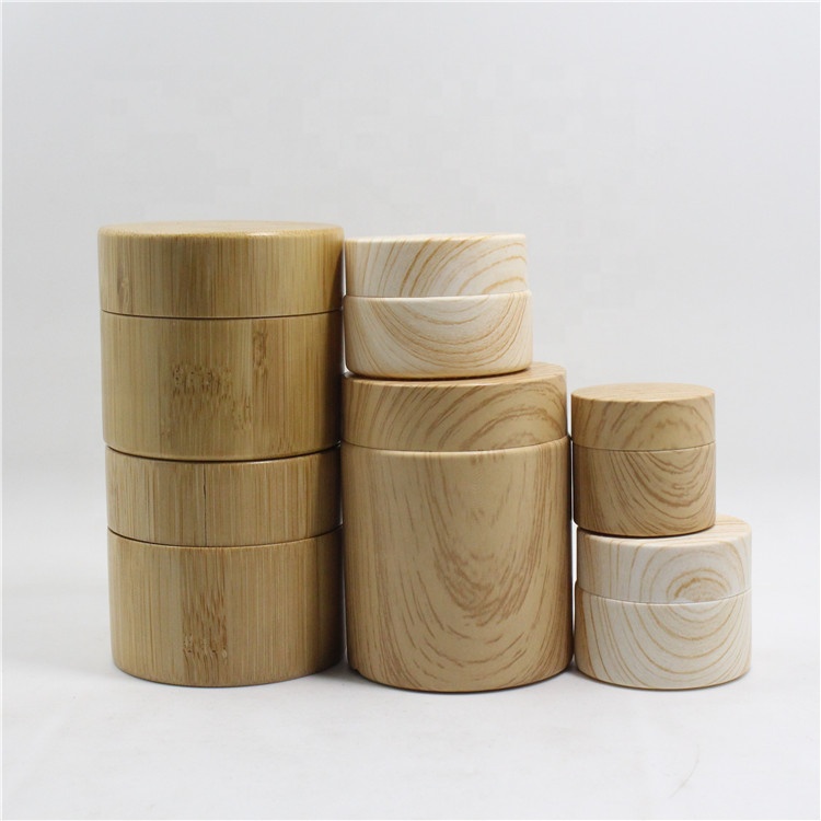 Eco friendly 30g 50g natural bamboo round cream glass jars empty wooden container with screw bamboo lid