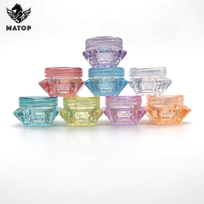 Eco friendly 3g 5g diamond shape plastic cream jar with lid